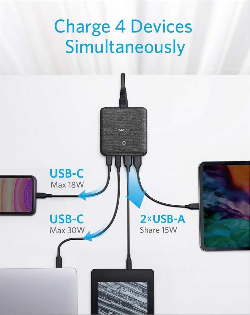 شاحن Power Port Atom III بقوة 65 واط نحيف من Anker | أسود شاحن Power Port Atom III بقوة 65 واط نحيف من Anker | أسود